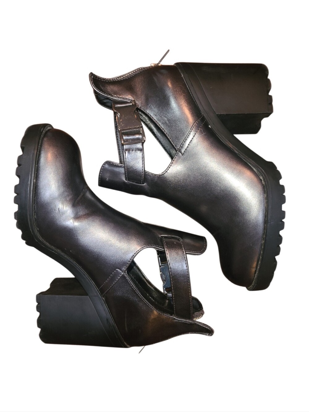 Women’s Silver Grey Chunky Heel Mary Jane's Platform Shoes